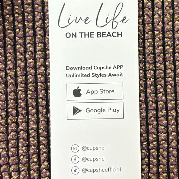 Cupshe Rib Mineral Wash Scoop Neck Top & Hipster Bikini Set Sz M Brown NWT - Picture 10 of 11